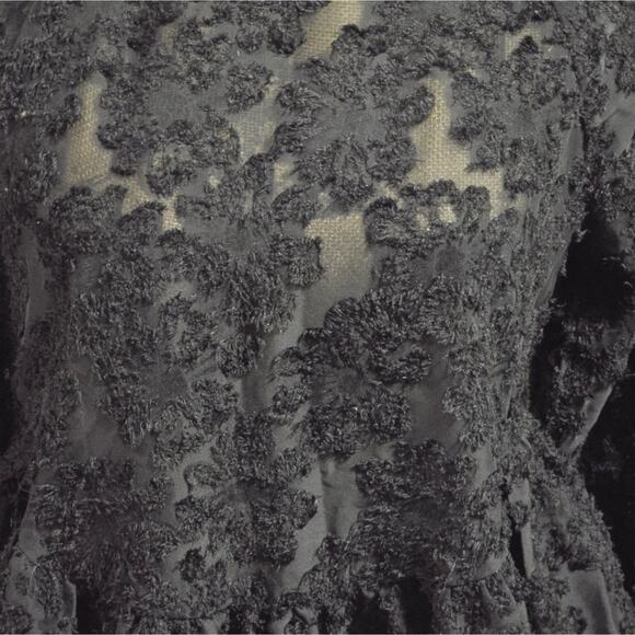 Altar'd State Chic Black Lace Burnout Velvet Slightly Sheer Peplum Blouse Size S - Picture 4 of 6